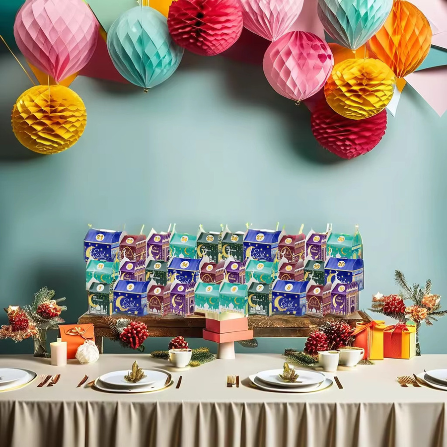 30 Stück Ramadan Adventskalender als leere, befüllbare Geschenkboxen für den Eid Mubarak Countdown, Multicolor, aus Papier - Bild 4
