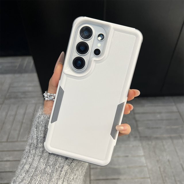 Stoßfeste Bumper-Handyhülle von lolozzx für Samsung S26 S25 Edge S24 Ultra S23 FE S22 S21 Plus S20 mit doppellagigem Schutz und gepanzertem Rückendeckel in Grau und Weiß - Bild 1