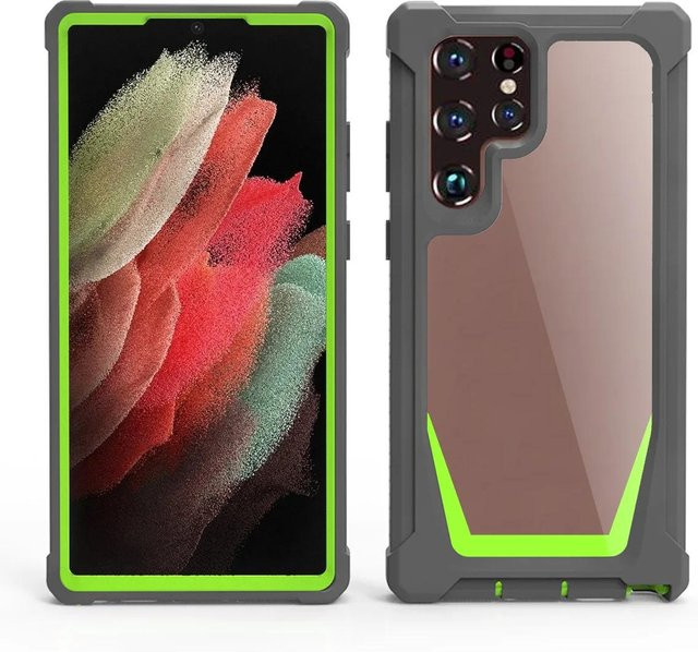 Samsung Galaxy Schutzhülle Rüstungs Case mit Air-bag Anti-Fall Schutz in Grau und Transparent - Bild 1