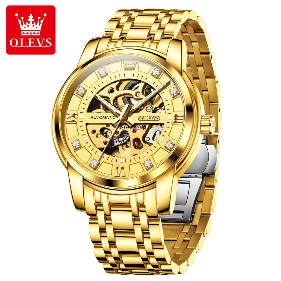 OLEVS Armbanduhr Automatik, Edelstahl, Bicolor, Gold, Herren - Bild 2