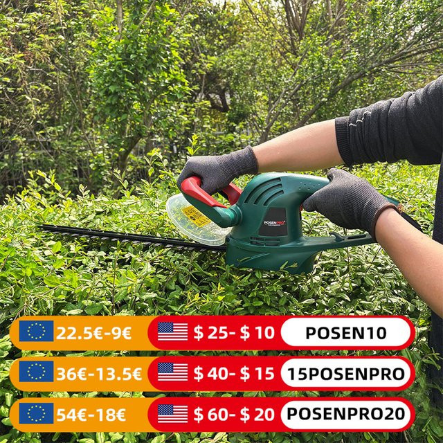 POSENPRO Elektrische Heckenschere mit 500W und 450mm Klinge für hohe Hecken und Zäune - Bild 1