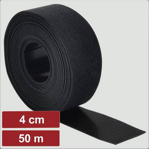 Electronic Garage Klettband zum Bündeln mit Haft- und Flauschteil, Schwarz, Länge: 50 m, Breite: 4 cm - Bild 1
