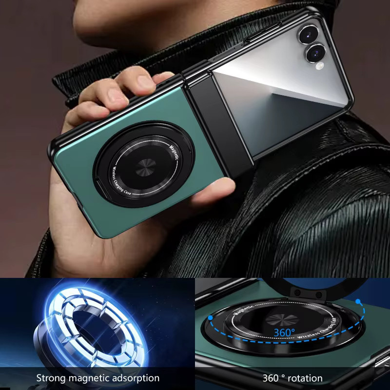 Sturzsichere Samsung Galaxy Z Flip Schutzhülle mit 360 Grad drehbarem Magnetring-Halter in Grün für Galaxy Z Flip 8 7 FE 6 5 4 - Bild 2