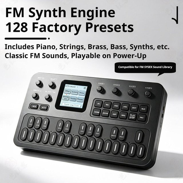 M-Vave FM-1 Bluetooth Synthesizer Effektpedal in Schwarz mit 32 Algorithmen und 128 Presets - Bild 1