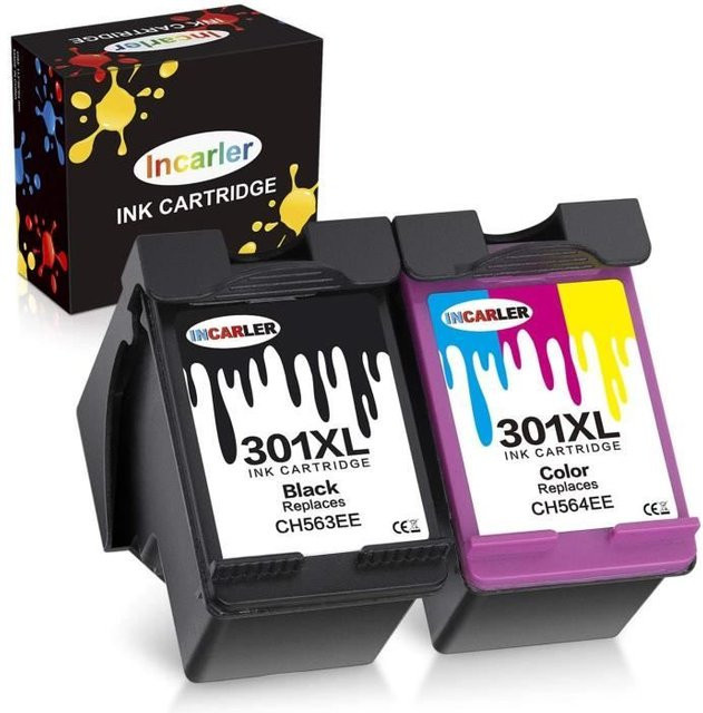 Incarler 301 XL Tintenpatronen Set Schwarz und Multicolor kompatibel mit HP 301XL für Envy 5530 4500 5532 4507 Deskjet 2540 2542 - Bild 1