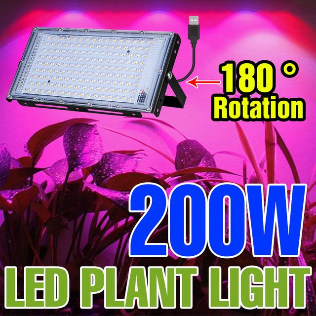 NJHIKG 200W LED Vollspektrum Pflanzenlampe in Schwarz für Hydroponik, Gewächshaus und Obstanbau via USB - Bild 1