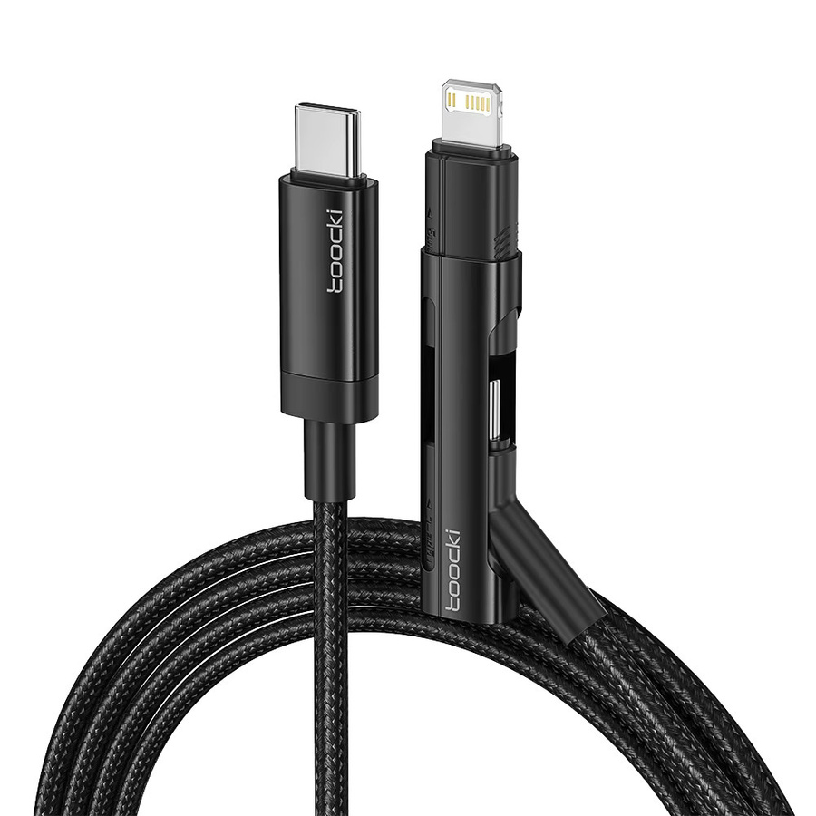 Toocki 2-in-1 USB-C auf Lightning Ladekabel mit OTG-Adapter, PD 60W Schnellladekabel für iPhone und Android, Schwarz - Bild 7