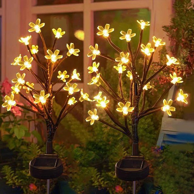 YORYZENG Solar Kirschblüte Bodenlampe LED wasserdichte Gartenbeleuchtung für Pfad und Landschaft als Outdoor Atmosphäre Licht - Bild 1
