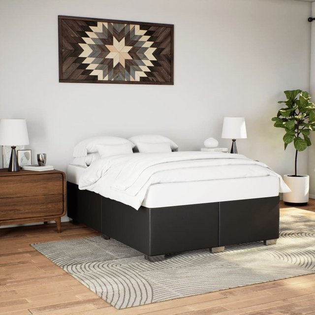 vidaXL Bettgestell aus Kunstleder in Schwarz, B/T/H: 140 x 200 cm - Bild 2