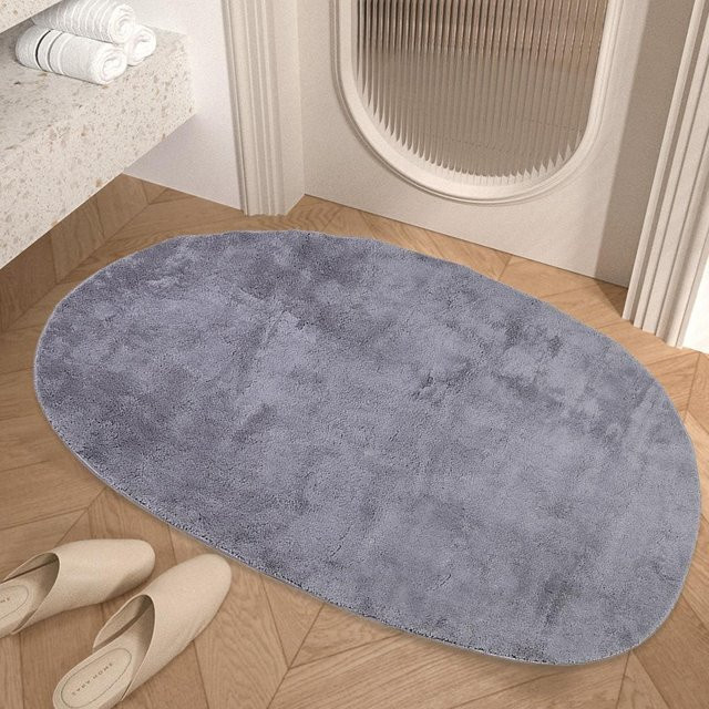 Rutschfeste und saugfähige Badezimmer Matte von Yiran Furniture aus Polyester in Blau, B/T: 80 x 140 cm - Bild 1
