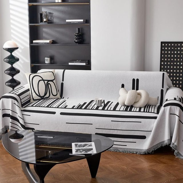 Super Six Chenille Sofa Abdeckung mit Streifenmuster, rutschfest und atmungsaktiv, B/T: 180 x 130 cm - Bild 1