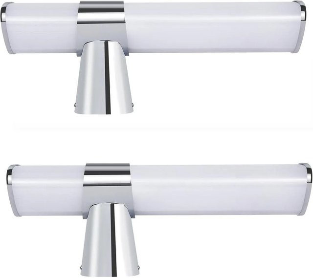 NETTLIFE 2er Set LED Wandleuchten in Silber, modern und wassergeschützt nach IP44 für Badezimmer, Flur oder Wohnzimmer - Bild 1