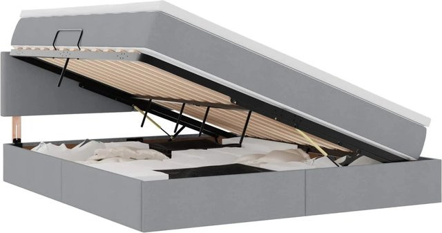 vidaXL Bett mit Stauraum und LED in Hellgrau mit USB-Ladeanschluss und Lift-up-Funktion B/T/H: 160 x 200 x 204 cm - Bild 1
