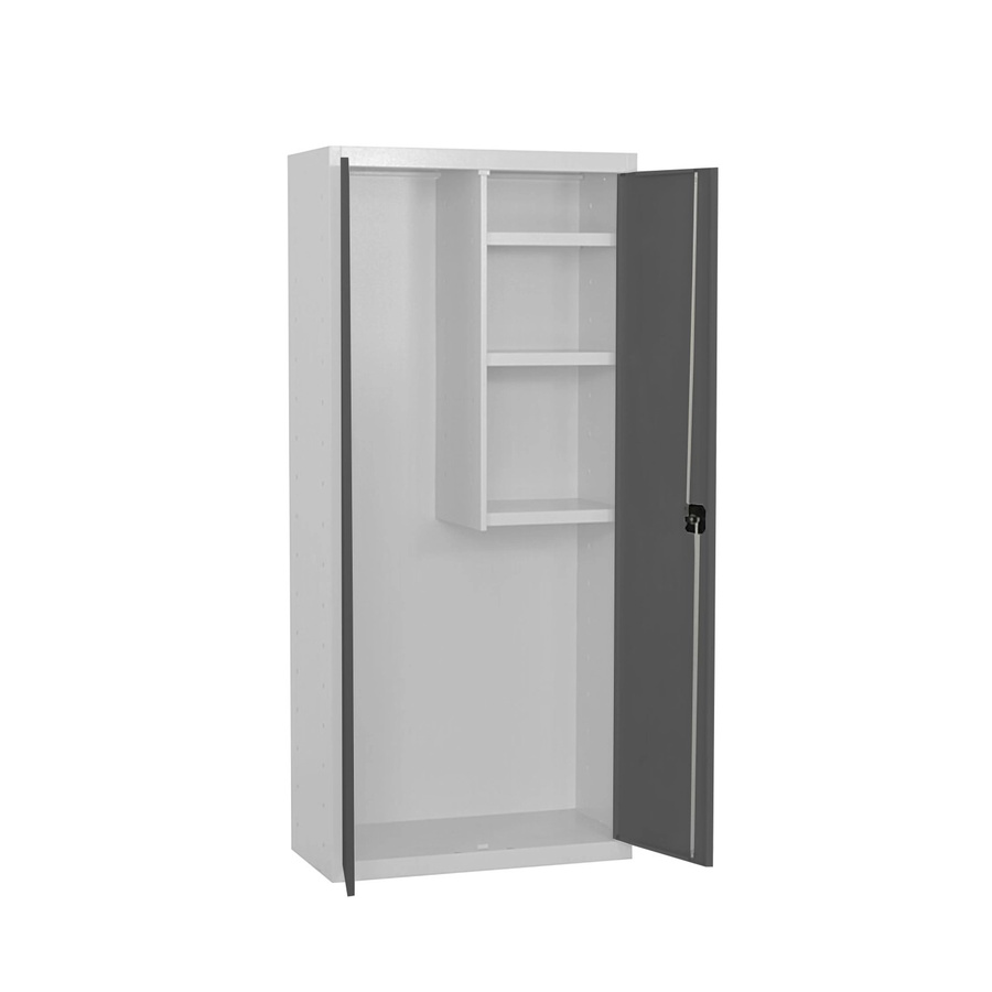 PROREGAL Putzmittelschrank AMEGO Metallschrank für den Haushalt mit Schloss und 3 Fachböden, Anthrazit-Weiß, H x B x T: 180 x 80 x 40 cm - Bild 2
