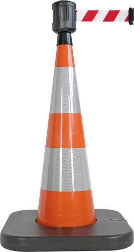 VISO RCX104RB Leitkegel Rot/Weiß mit 4m Gurt und Kette, Ø x H: 9 cm x 100 cm - Bild 1