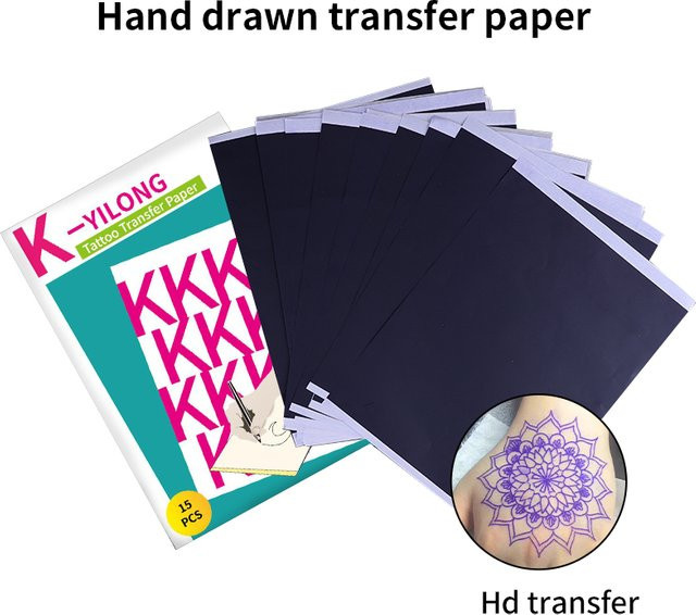 YILONG Wiederverwendbares Tattoo Transfer Papier für Schablonen und Kopierarbeiten, 100 Stück, Schwarz - Bild 1