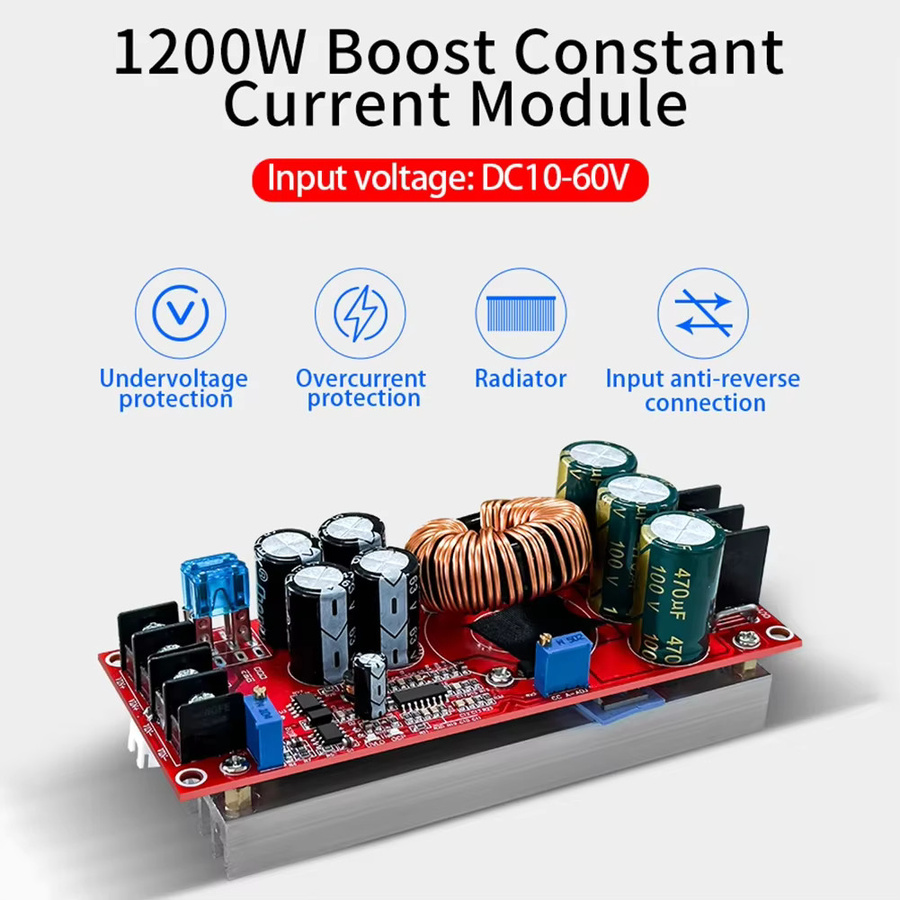 DC-DC Boost Converter Step Up Netzteil Modul mit einstellbarer Spannung 1800W 1500W 30A 20A Rot 12-48V zu 24-72V Power Booster - Bild 3
