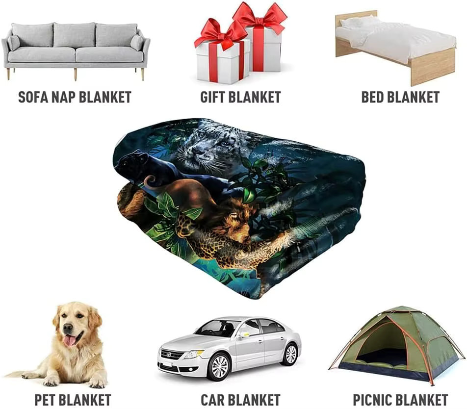 Dünne Flanell-Decke aus Polyester mit HD-Druck für Sofa, Bett und Picknick - Bild 3