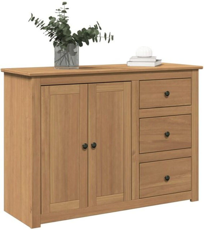 Sideboard Panama von vidaxl aus Massivholz Kiefer in Natur und Braun mit 3 Schubladen, B/T/H: 112 x 40 x 80 cm - Bild 1