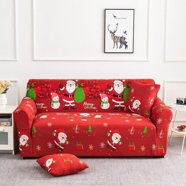 Yiran Furniture Weihnachts-Sofabezug aus elastischem Spandex in Rot für 1-Sitzer, Breite: 90-140 cm - Bild 1