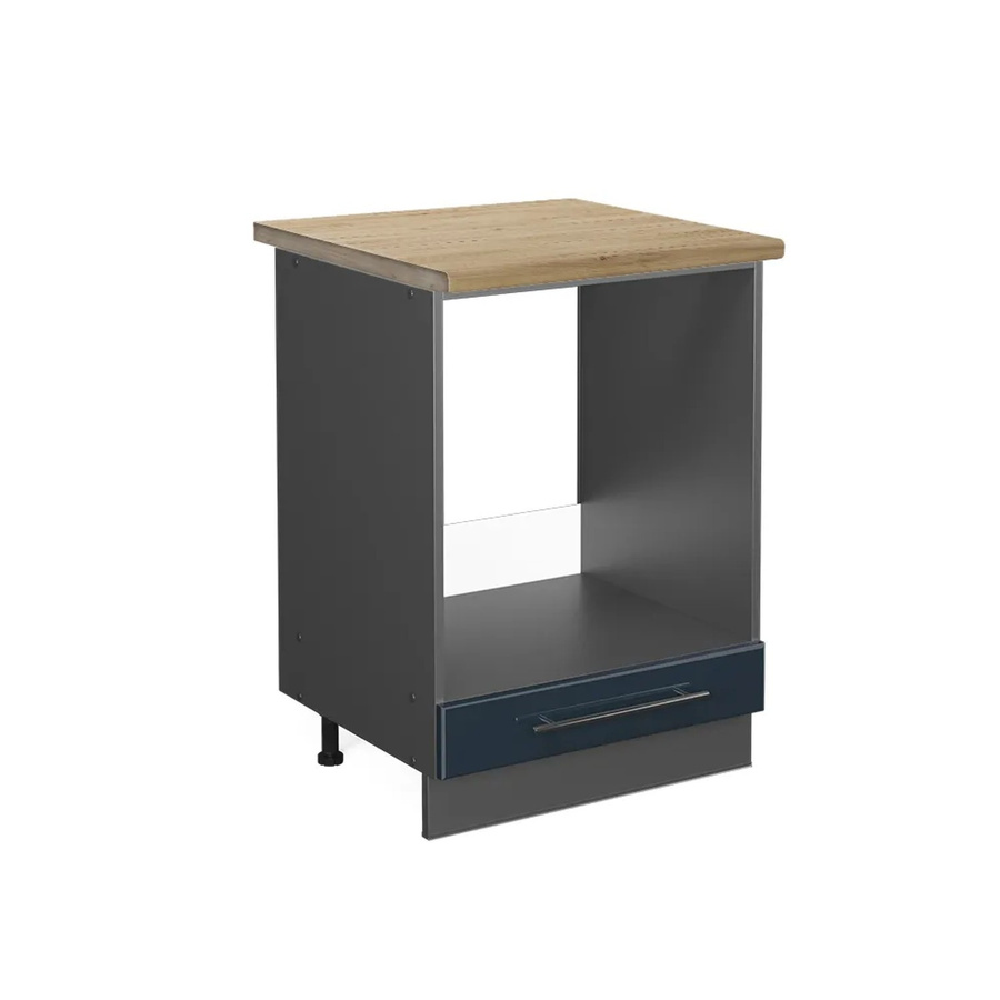 Vicco Herdumbauschrank Fame-Line in Dunkelblau Hochglanz und Anthrazit mit Eiche-Optik, Breite: 60 cm, Höhe: 82 cm, Tiefe: 60 cm - Bild 2