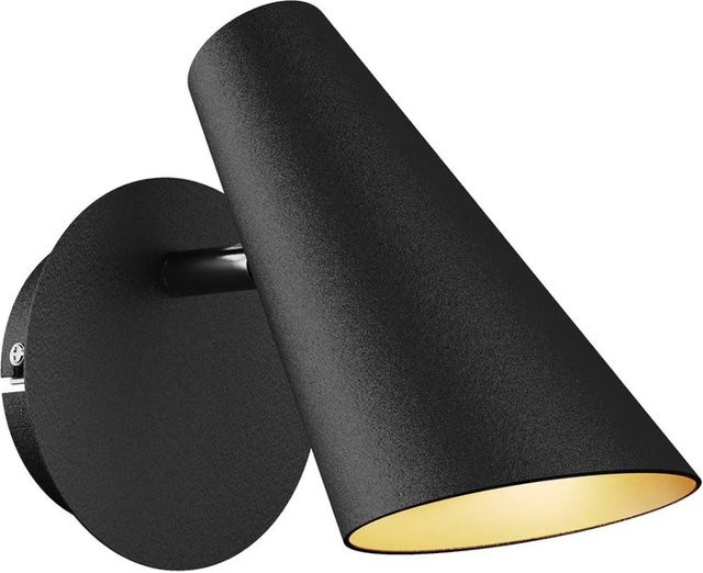 Lucande Wandleuchte Wibke Skandinavisch aus Metall in Schwarz und Gold/Messing, 1-flammig, GU10 - Bild 1