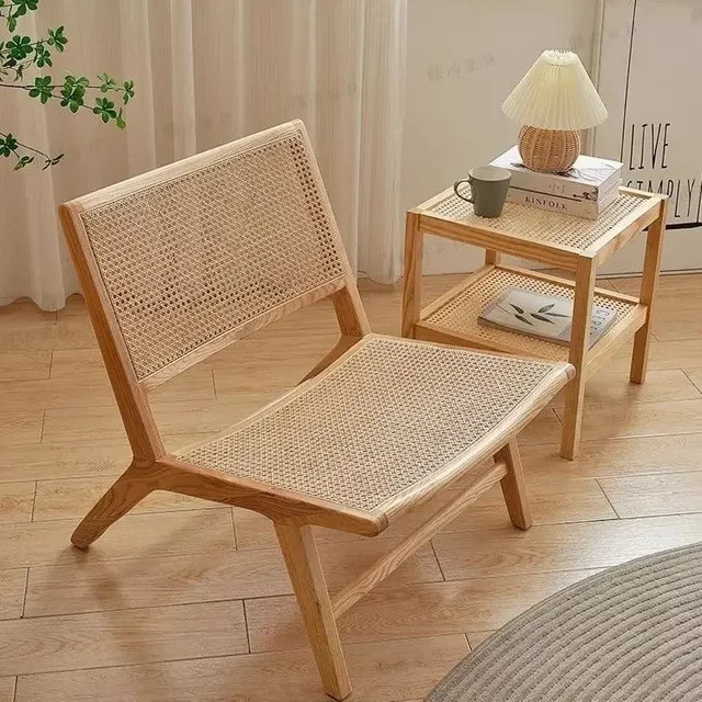 DUTRIEUX Liegestuhl aus massivem Holz und Rattan in Walnut - Bild 1