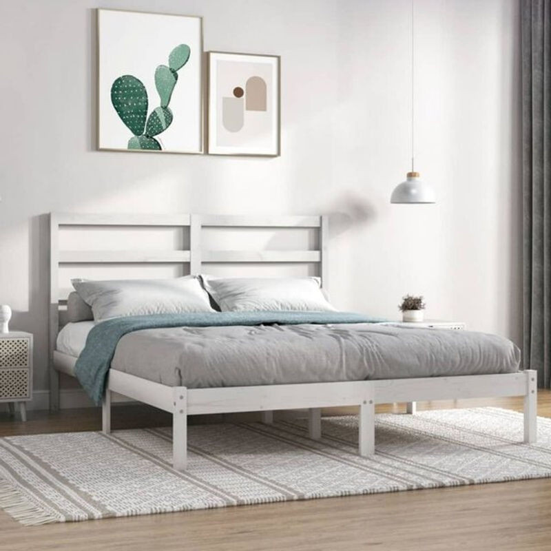 Massivholzbett aus Kiefernholz von vidaxl in Weiß, Modernes Design Skandinavisch, B/T: 120 x 200 cm - Bild 1