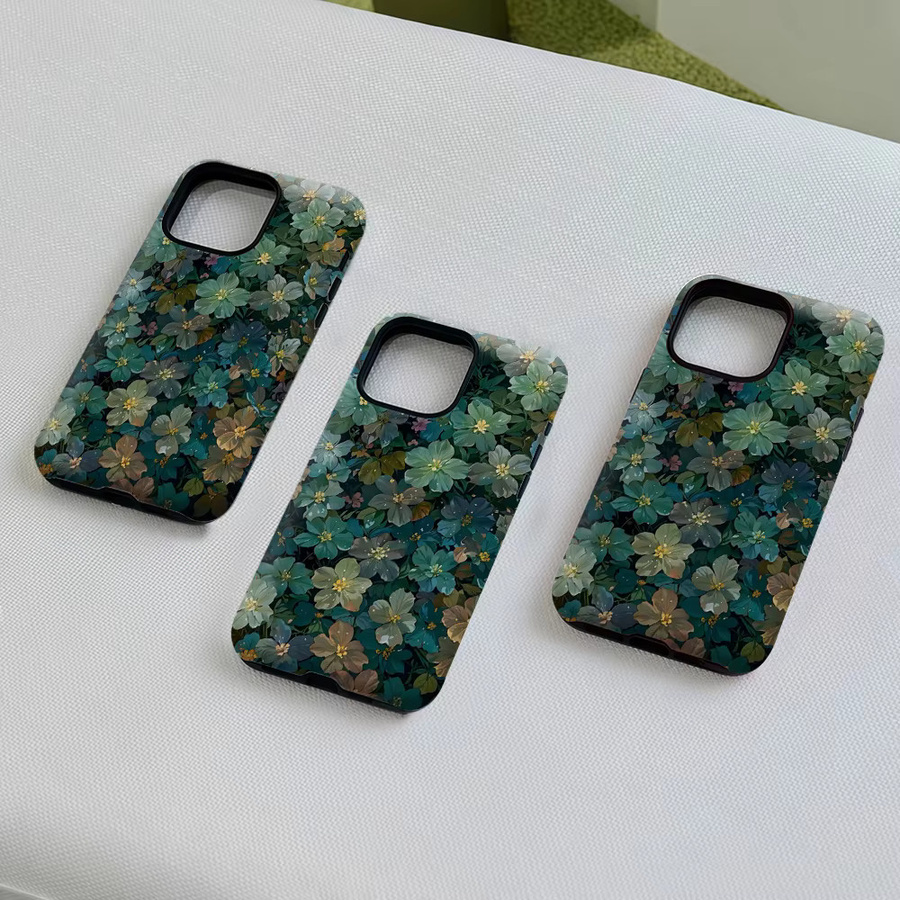 Potdemiel Magnetische Handyhülle mit blaugrünem Blumenlabyrinth für iPhone 17 16 15 14 13 Pro Max Plus, robuste Doppelschicht-Schutzhülle in Türkis und Multicolour - Bild 5