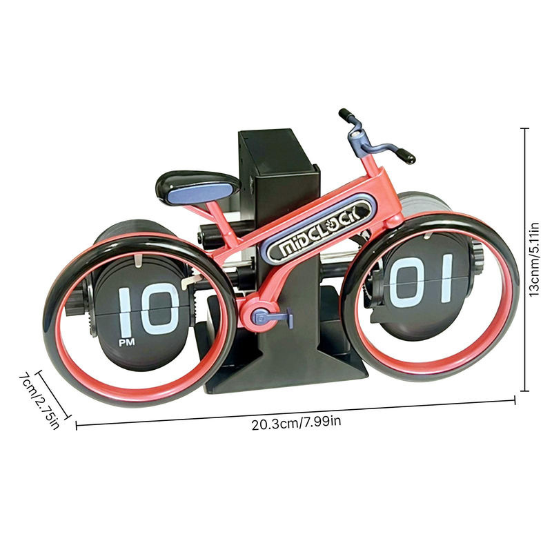 Tooarts Vintage Fahrrad Flip Uhr, digitale mechanische Tischuhr in Weiß, Dekoration aus Kunststoff - Bild 4