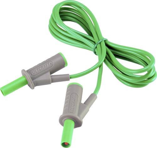 Voltcraft MSB-501 Sicherheits-Messleitung mit 4mm Lamellenstecker in Grün, Länge: 1,50 m - Bild 1