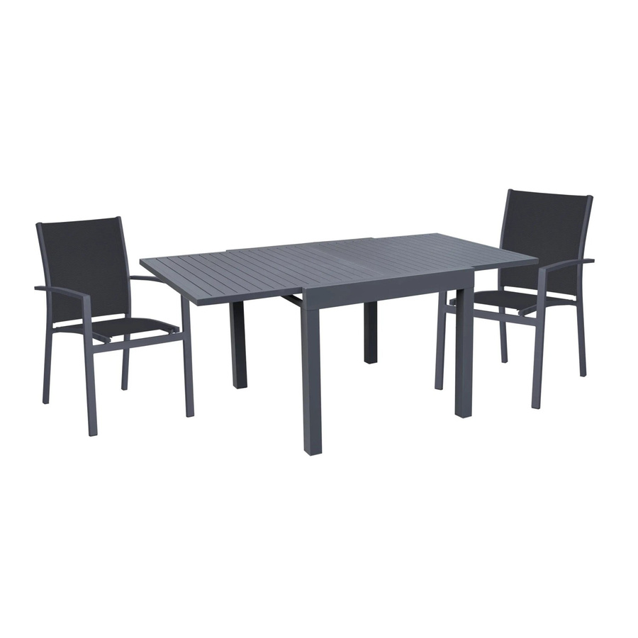 DELUKE Garten-Sitzgruppe DORIAN 3-teilig aus Aluminium und Kunststoff in Dunkelgrau Matt - Bild 2