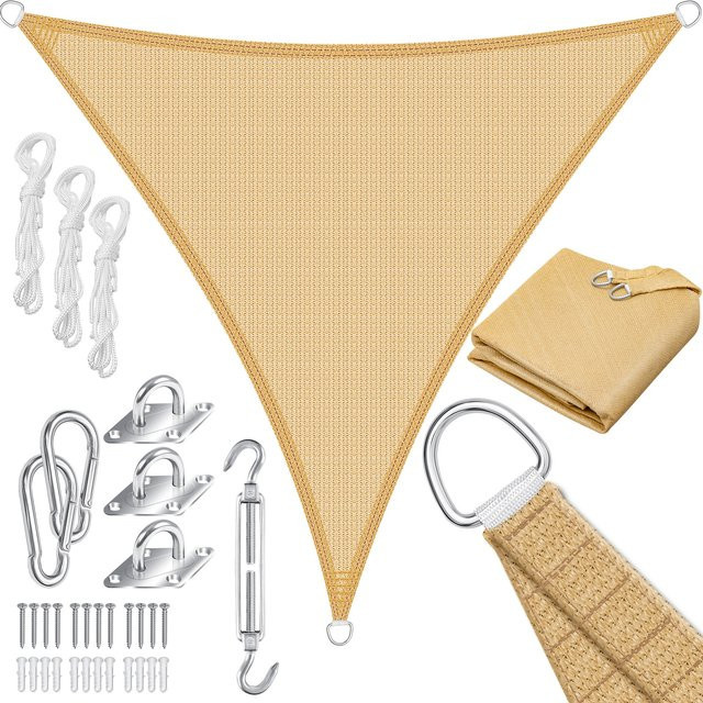 KESSER Sonnensegel als Sonnenschutz und Windschutz aus HDPE Gewebe in Sand, wasserabweisend und windabweisend, robust und stabil durch 5-fach Quervernähung für Garten, Balkon und Terrasse - Bild 1