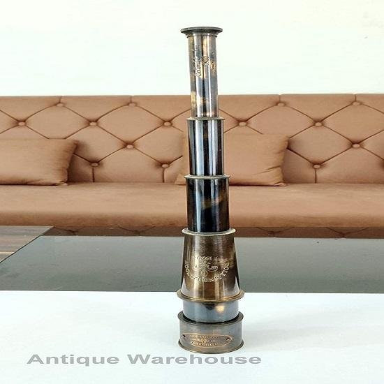 ROYAL HANDICRAFT Teleskop aus massivem Messing in Gold, antikisiertes Vintage Spionageglas, Länge: 45,7 cm - Bild 1