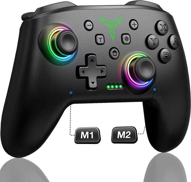 BEBONCOOL Kabelloser Controller für Nintendo Switch, Bluetooth Gamepad mit programmierbarer Funktion und wiederaufladbarem Akku, Schwarz - Bild 1
