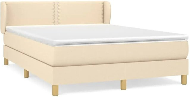 vidaXL Boxspringbett Hybrid mit Matratze und Taschenfederkern in Creme, B/T: 140 x 190 cm - Bild 1
