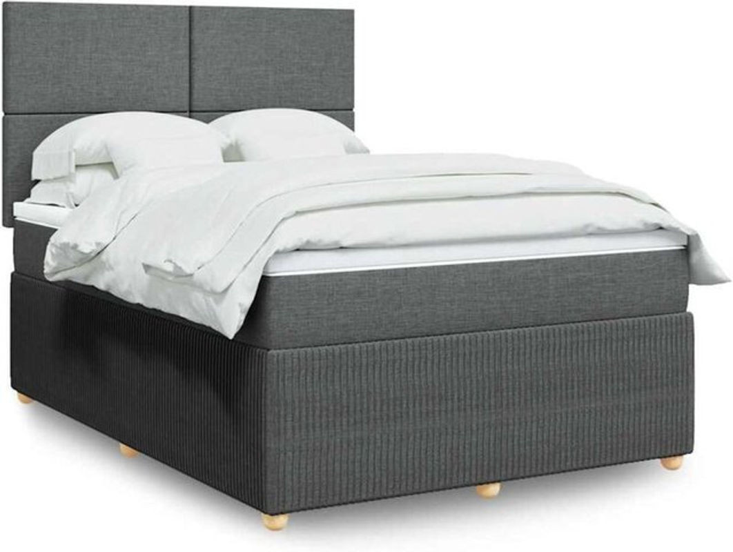 vidaxl Boxspringbett mit Matratze in Dunkelgrau aus Stoff, B/T/H: 140 x 200 cm - Bild 1