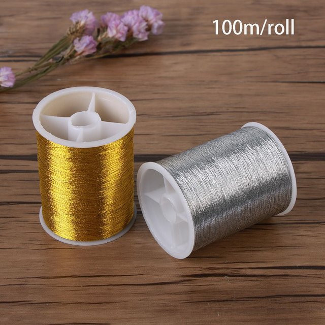 Handgefertigtes Stickgarn in Gold und Silber für Kreuzstich und DIY-Handwerk als Nähmaschinen-Spulen-Zubehör - Bild 1