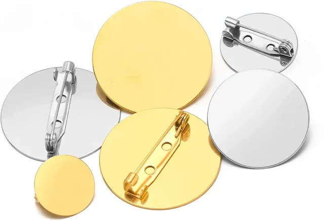 Yovtor Broschenfassungen Edelstahl, Gold, 15–30 mm, 10 Stück - Bild 1