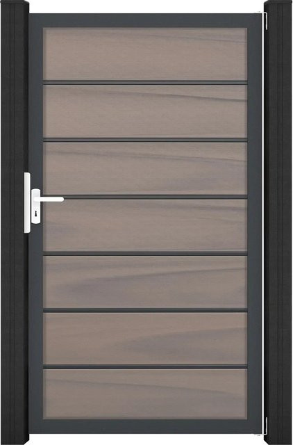 GroJa Solid Grande Premium Steckzauntor DB703 in Bi-Color Rahmen, Grau-Braun, B: 100 cm, H: 180 cm - Bild 1
