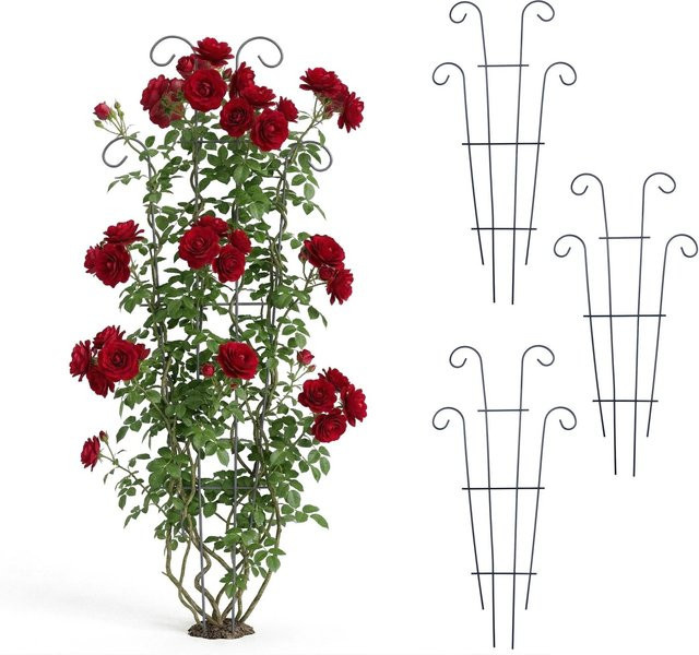Relaxdays Rankgitter 4er Set aus Stahl in Schwarz für Garten und Topfpflanzen, B: 60 cm, T: 30 cm - Bild 1