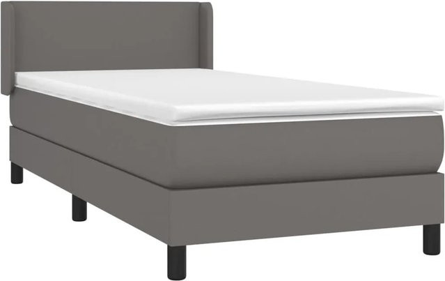 vidaXL Boxspringbett mit Matratze in Grau und Weiß, Hybrid-Design mit Taschenfederkern und Kunstleder, B/T: 90 x 190 cm - Bild 1
