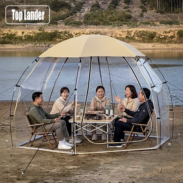 Top Lander Transparentes PVC Blasenzelt für 4–6 Personen, Winddichter Outdoor Camping Pavillon mit atmungsaktiver Abdeckung, Dome-Design - Bild 1