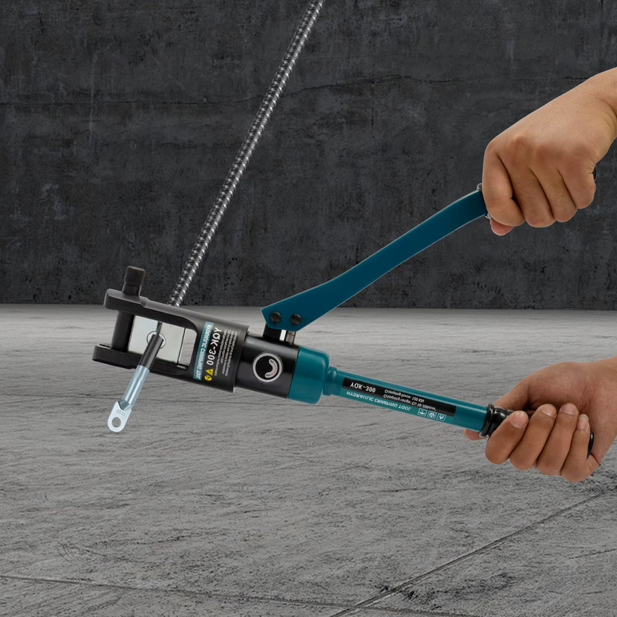 CNCEST YQK-300 Hydraulische Crimpzange mit 120KN Presskraft, manuelle Crimpzange inklusive Mehrgrößen-Matrizen und Werkzeugkasten in Grün und Blau - Bild 5
