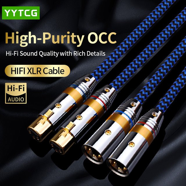 YYTCG Hifi XLR Audiokabel 6N OCC mit 2x XLR Buchse auf Stecker in Blau - Bild 1