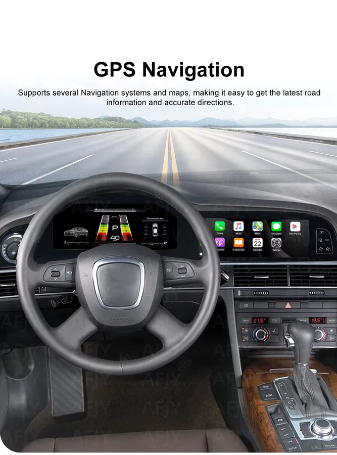 YANFU Digitales Kombiinstrument für Audi A6 A6L C6 4F 2005–2012 mit Android-Radio, kabellosem CarPlay, GPS-Navigation und Bluetooth in Schwarz (4 + 64 GB) - Bild 6