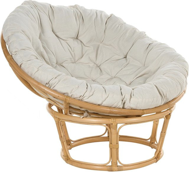 Beliani Gartenstuhl aus Polyrattan in Beige mit Sitzkissen im Boho-Stil, B/T/H: 110 x 110 x 77 cm - Bild 1