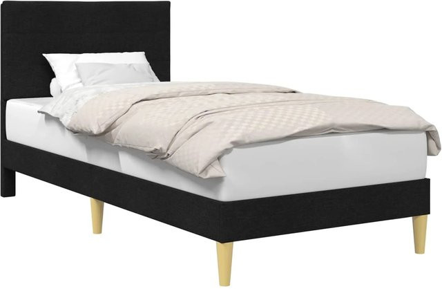 vidaXL Bettrahmen mit Kopfteil in Schwarz aus Stoff und Sperrholz, B/T/H: 140 x 90 x 206 cm - Bild 1