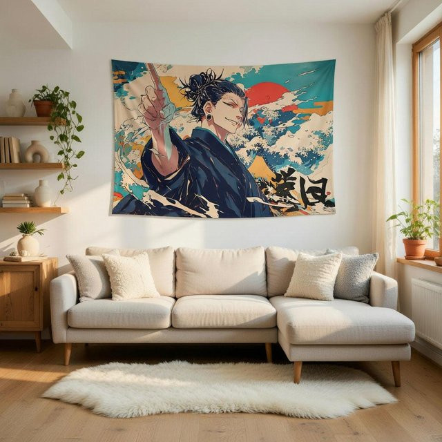 Suguru Geto Ukiyo-E Stil Anime Wandteppich Wandbehang von JMG Household Supplies, Mehrfarbig, Breite: 120 cm, Höhe: 180 cm - Bild 1