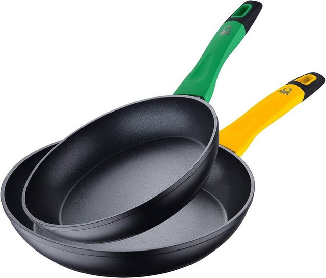 Benetton Pfannenset Rainbow aus Aluminium, 2-teilig, grün und gelb - Bild 1